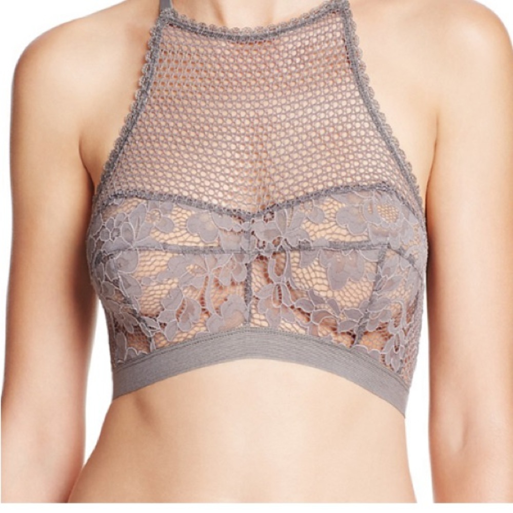 Else Gray Lace Halter Bralette